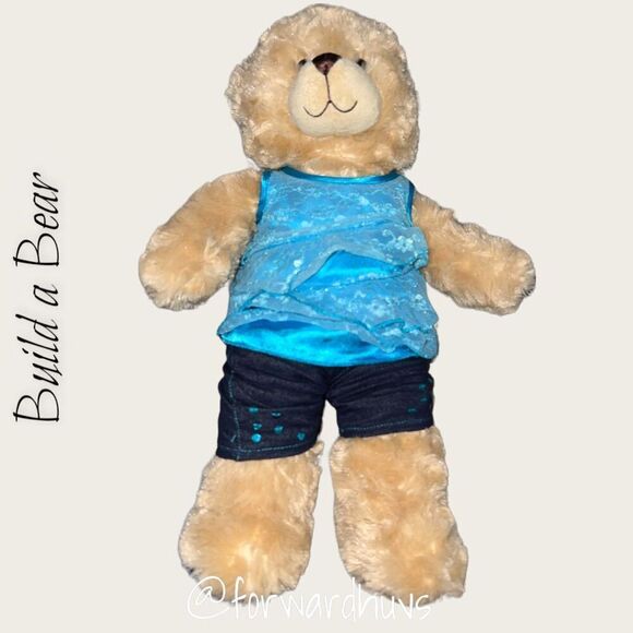 Adorable Build-a-Bear Workshop Teddy Bear in Blue Top and Shorts - Picture 3 of 7